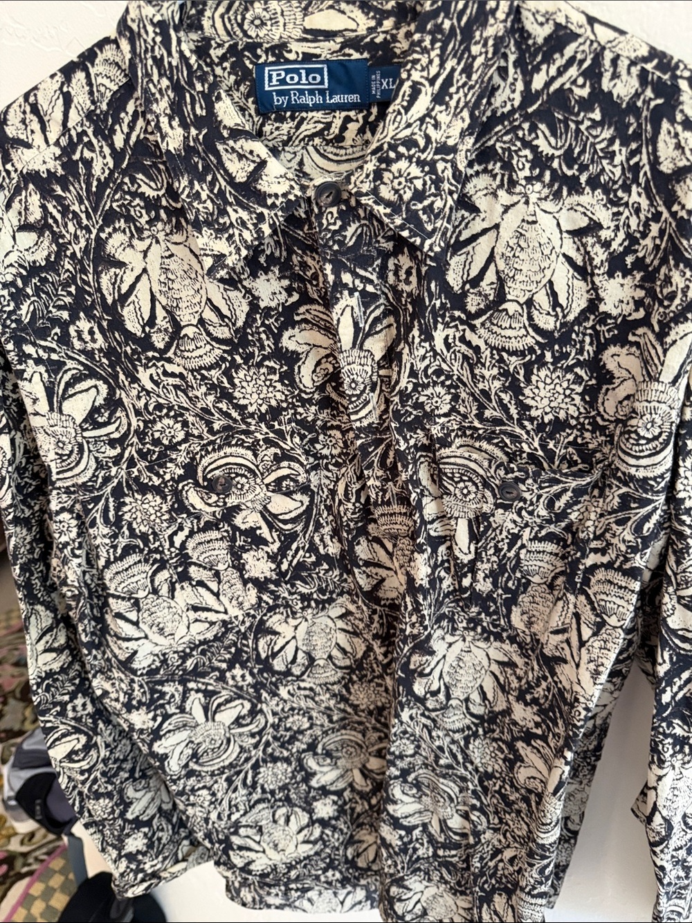 Polo by Ralph Lauren Black & Cream Floral Button-Up Shirt
